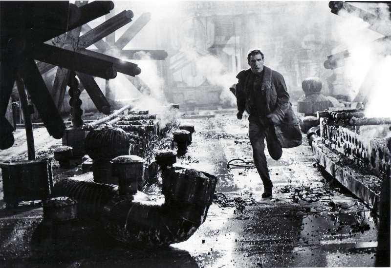 runner, blade, 720P, Blade Runner, cars, hd, art, x, ford, harrison, grayscale