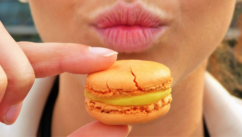 sweetness, filled, sensitive, macaroon, human face, freshness, calories, protein, eating, human lips, human body part, candy, sugar-, hot hunger, young woman