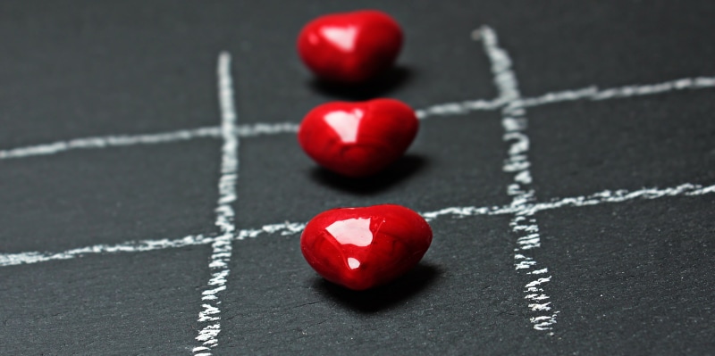 love triumphs, tic tac toe, people, three wins game, play, close, welcome, board, together, connection, close-up, heart wins, wins love, blackboard, affection