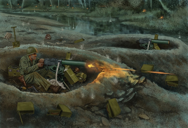 the battle, mode of transportation, routes, high angle view, day, convoys, machine gun, heat - temperature, damaged, shooting, action, artist, soldiers