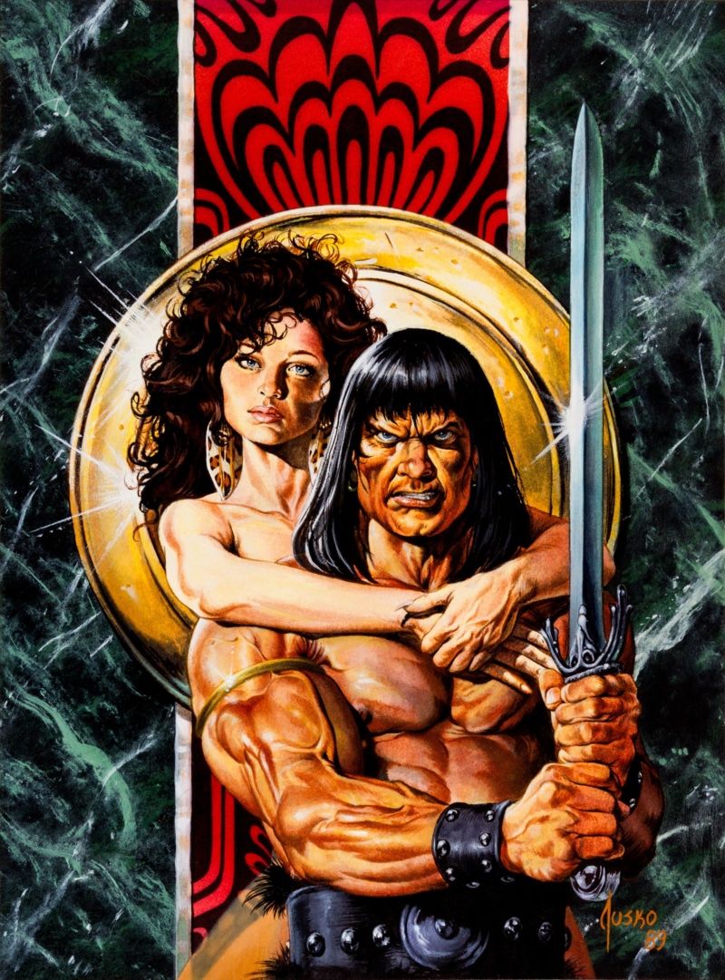 Conan the Barbarian, marble, Savage Sword of Conan, sword, shield, Joe Jusko, 2K, painting