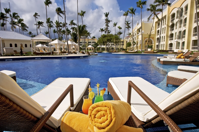 chair, Punta Kana, built structure, sky, vacation, tourism, water, swimming pool, tropical climate, travel destinations, outdoors, travel, 4K, Iberostar Grand Hotel Bavaro