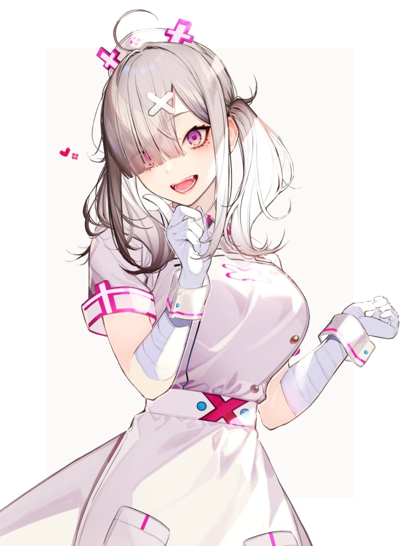 anime girls, vertical, nurse outfit, anime, Virtual Youtuber, sukoya kana, simple background, 1080P, Kayahara, Nijisanji