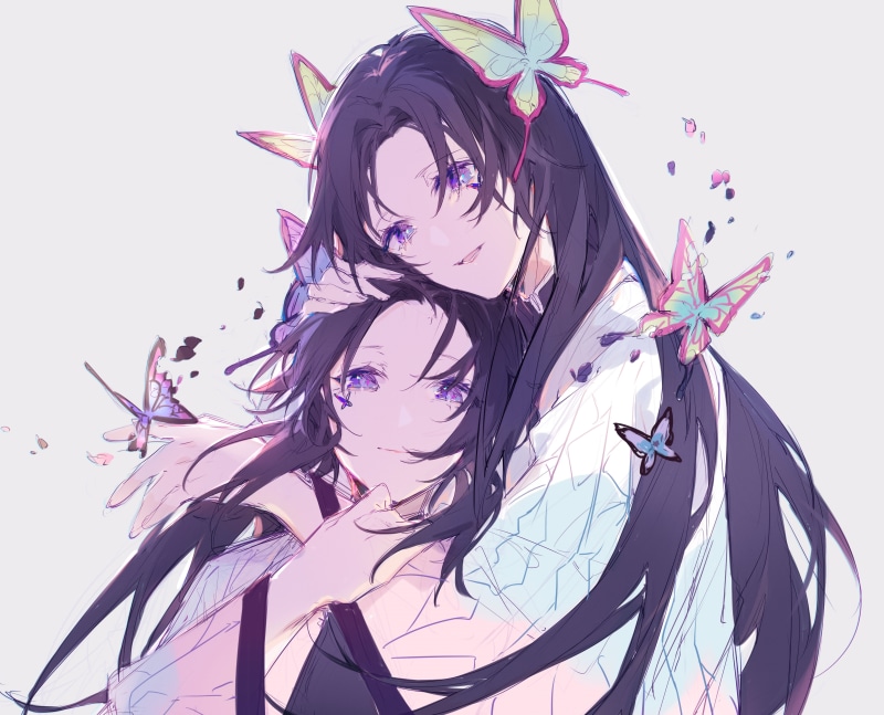 4K, Miyuki, Kochou Shinobu, anime, Kochou Kanae, Kimetsu no Yaiba, anime girls