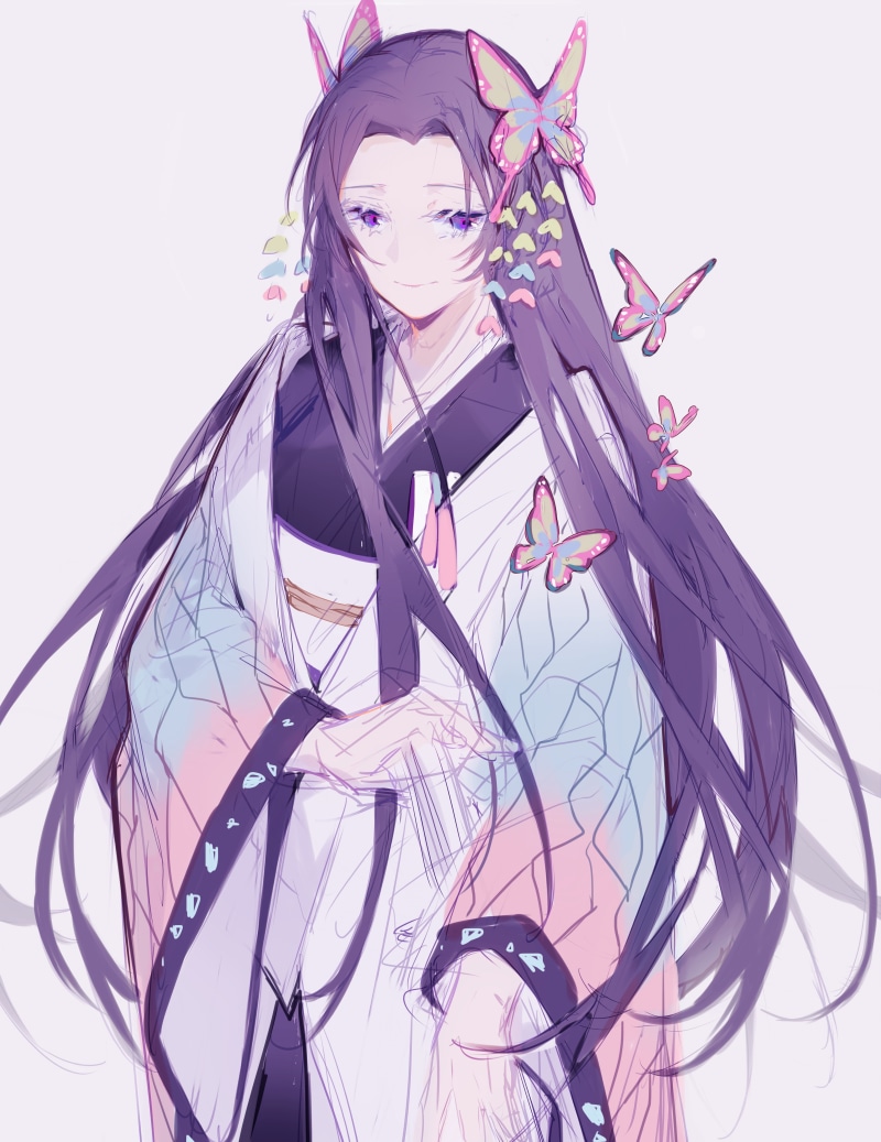 4K, portrait display, Kochou Kanae, anime girls, Miyuki, anime, Kimetsu no Yaiba