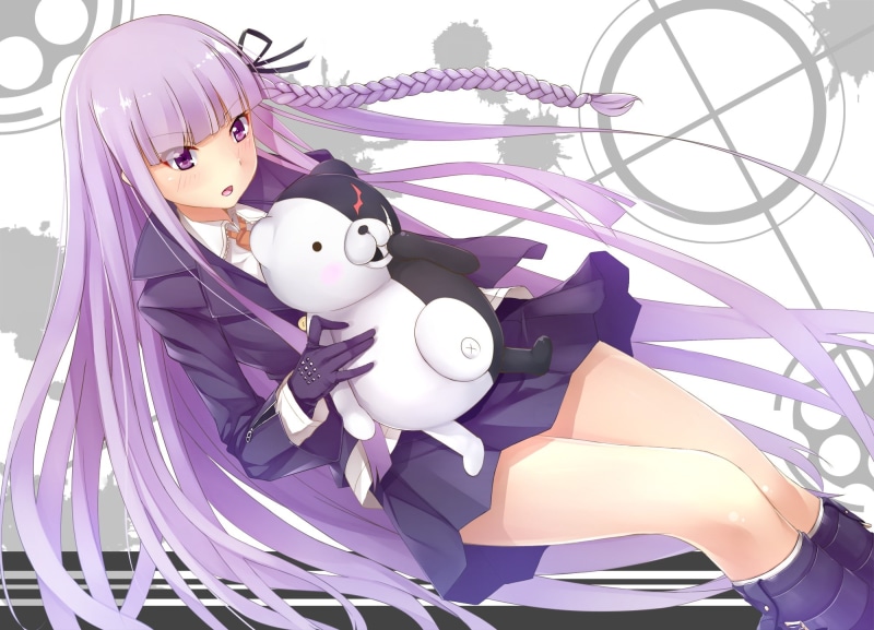 monokuma, kyouko, 1080P, purple, hair, kawasaki, eyes, kirigiri, kana, dangan ronpa