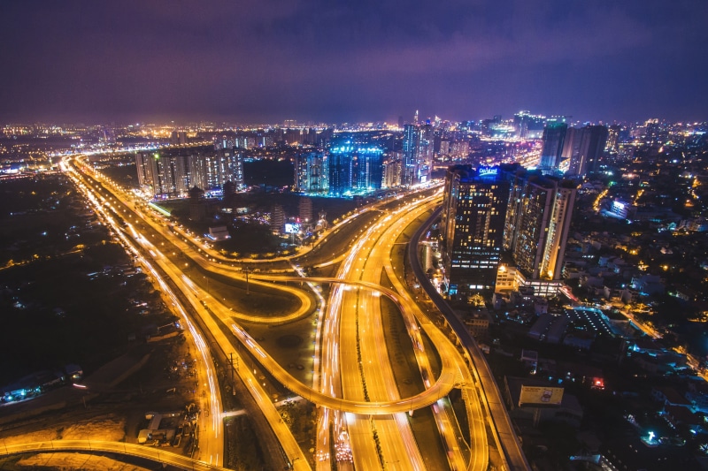bridge - Man Made Structure, shanghai, high angle view, buildings, city Life, street Light, highway, street, downtown District, urban Skyline, chi, cityscape
