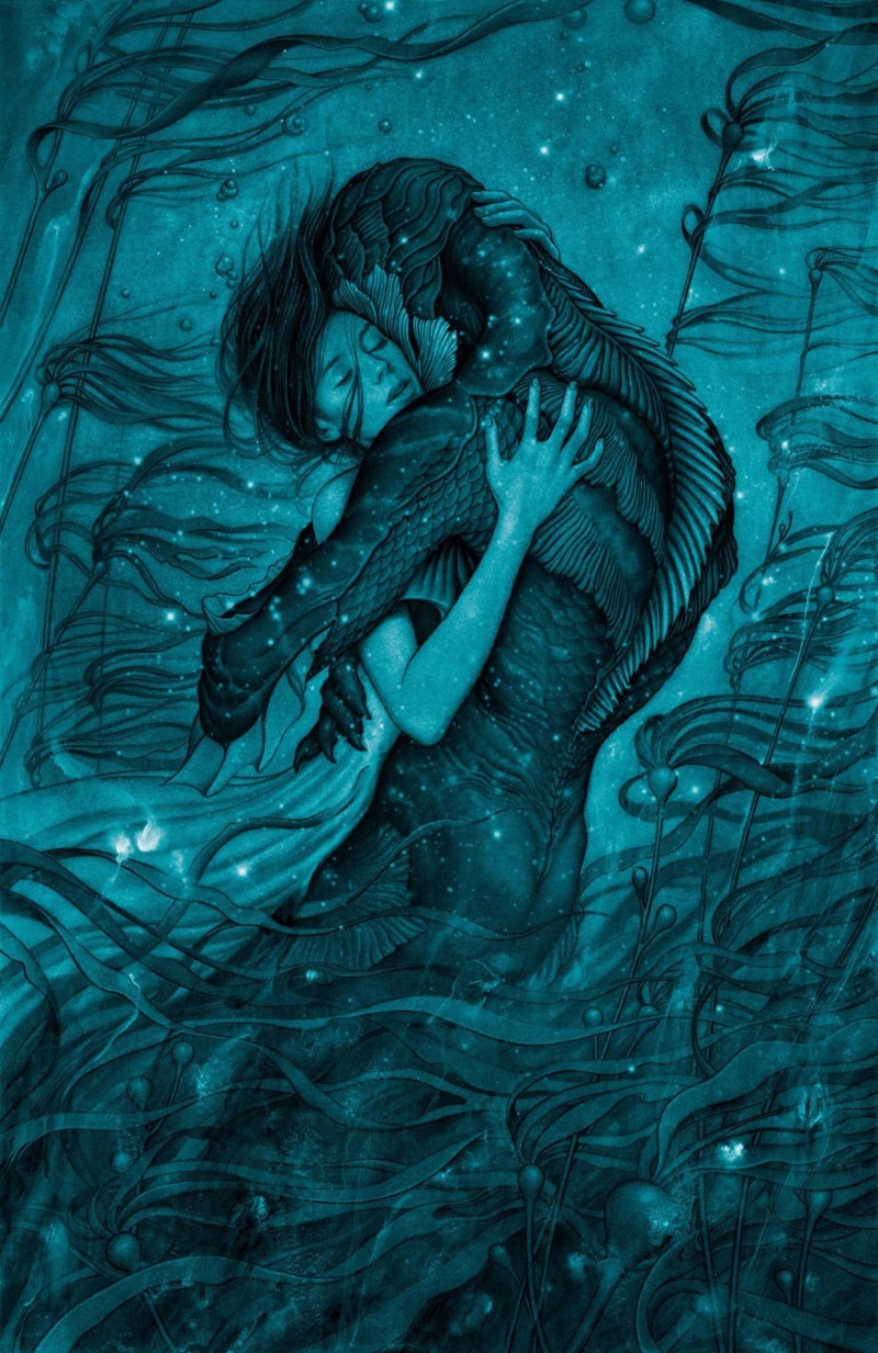 group of animals, open mouth, women, high angle view, Elisa Esposito, archival, closed eyes, sea, artwork, underwater, James Jean, directly above, algae