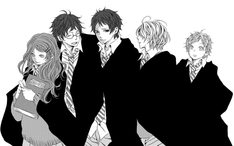 friendship, portrait, standing, James potter, males, indoors, Lily evans, Sirius black, young adult, 1080P, leisure activity, Remus lupin, three quarter length