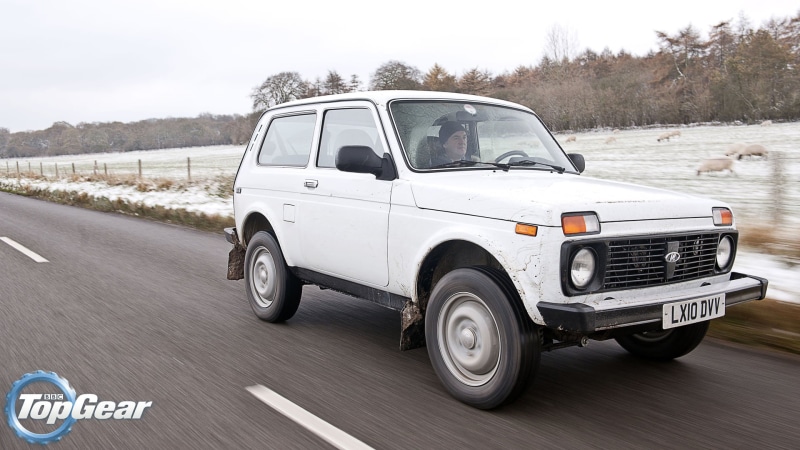 Niva, road, on the move, James May, car, motor vehicle, Lada, trees, Export Edition, door, street, nature, day, city, wheel, the front, 1080P, winter