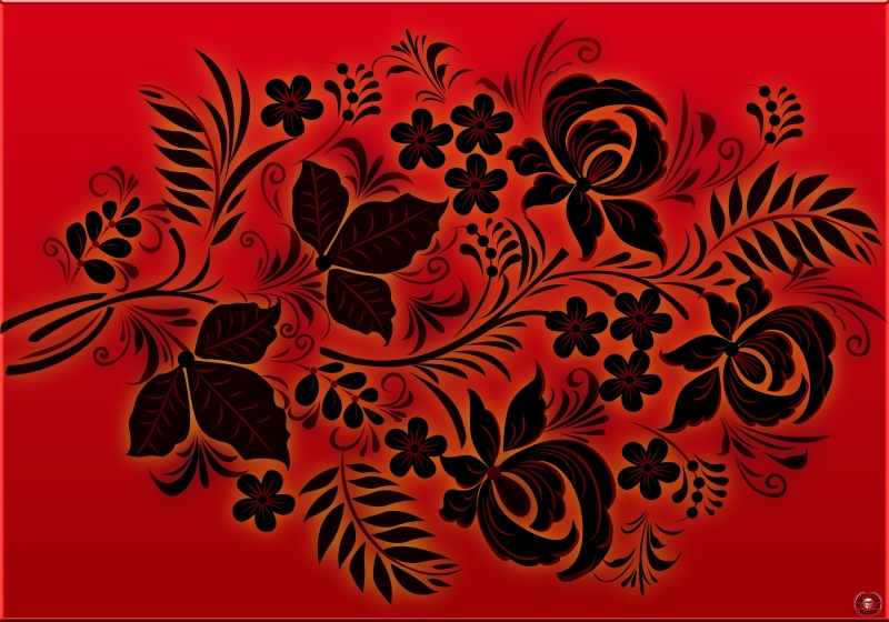 Red, 4K, Black, Ivan Ivanovich, madeinkipish, Background, Khokhloma, Style