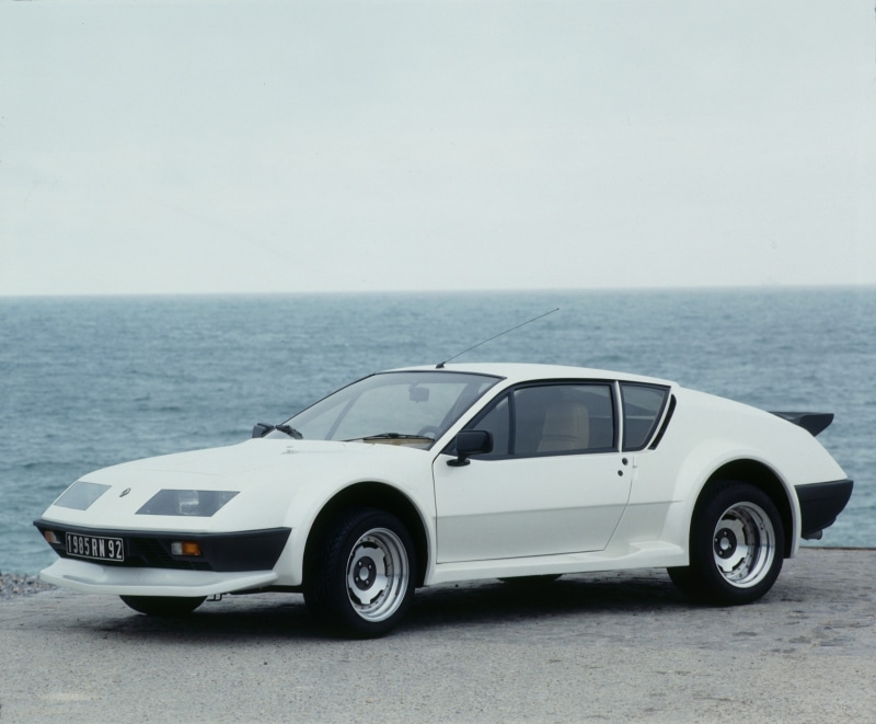 land vehicle, clear sky, 2K, car, day, copy space, sky, outdoors, v-6, 1983, nature, supercar, no people, horizon, renault, sea, luxury, a310, water, wheel
