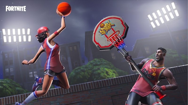 athlete, basketball - ball, sport, Fortnite, leisure activity, ball, effort, motion, vitality, jumping, basketball - sport, adult, competition, people