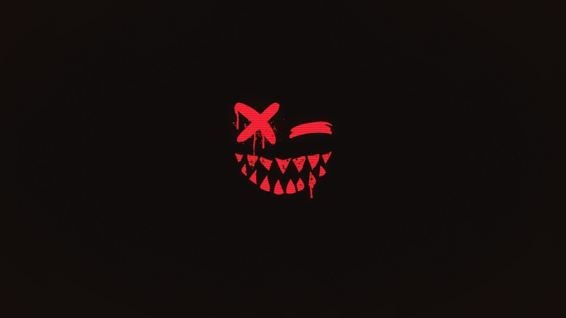 minimalism, tooth, smile, 1080P, scary face, dark, closed eyes, demon