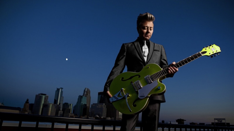 musical Instrument String, performance, built structure, blues Music, suit, brian setzer, musician, men, pop Musician, front view, three quarter length