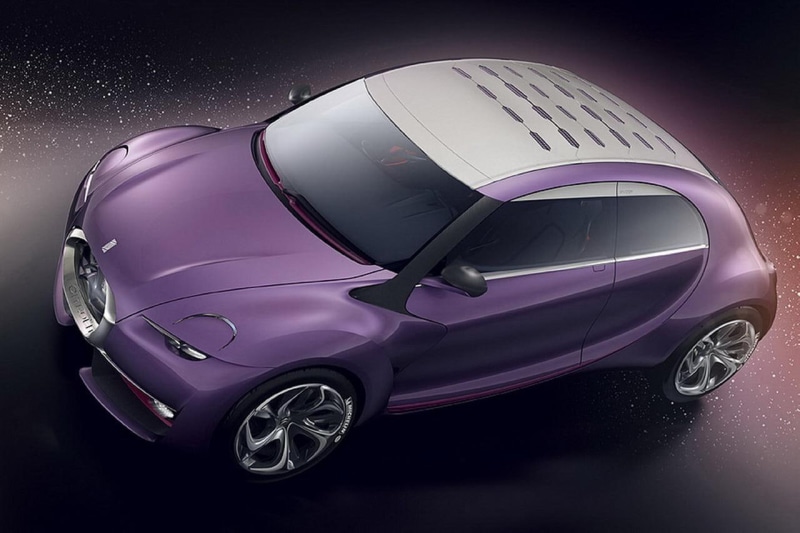 pink color, citroen, indoors, land vehicle, silver - metal, transportation, concept, technology, silver colored, sports car, transparent, night, modern