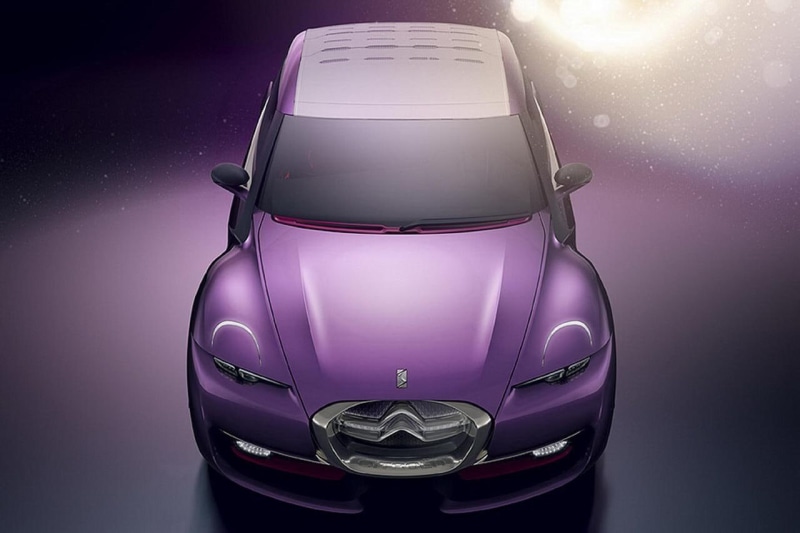 concept, toy, front view, car, purple, transportation, lighting equipment, retro styled, indoors, motor vehicle, land vehicle, close-up, citroen, revolte