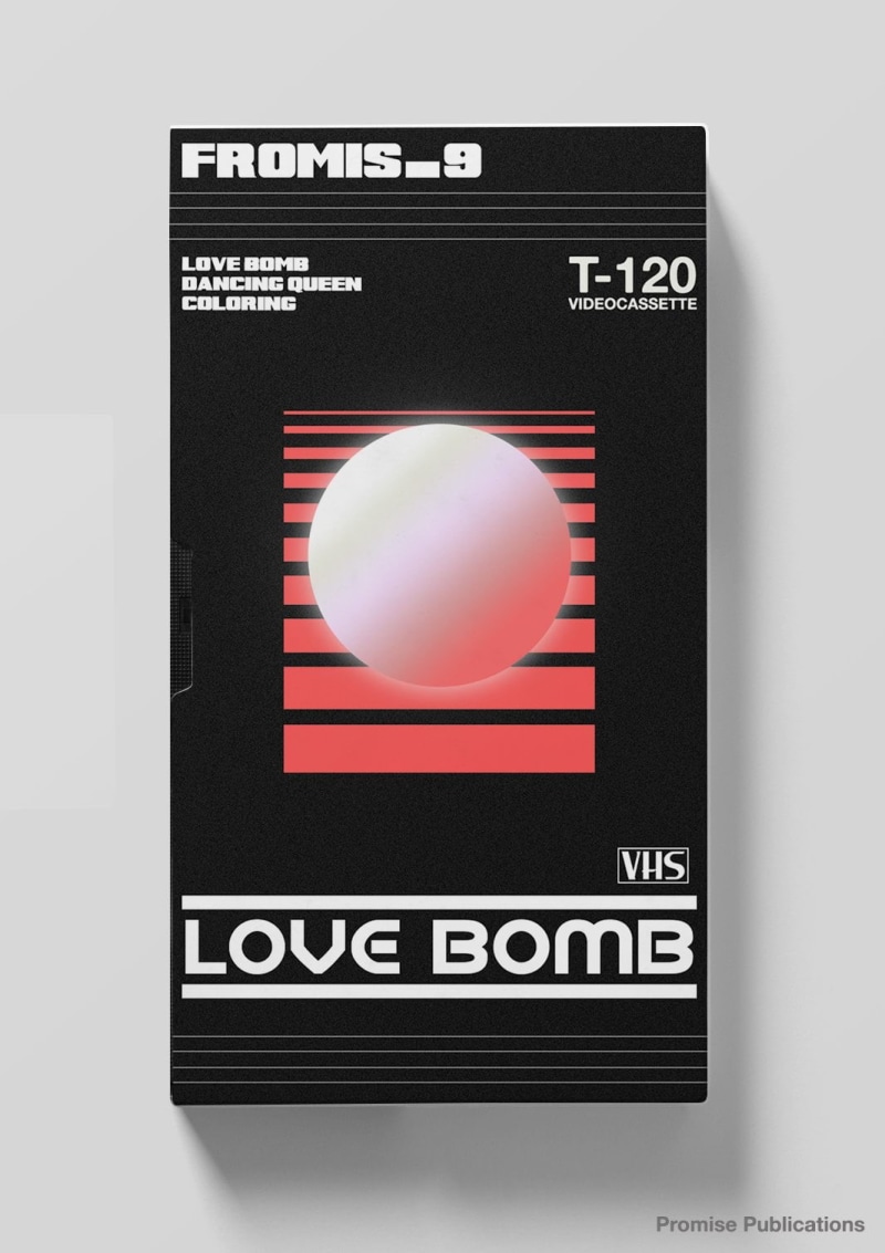 K-pop, concept art, cover art, white background, 720P, video tape, VHS, fan art, fromis_9