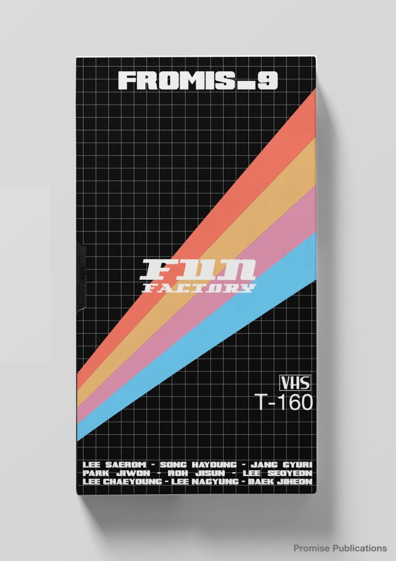 video tape, 720P, fromis_9, VHS, concept art, cover art, fan art, white background, K-pop