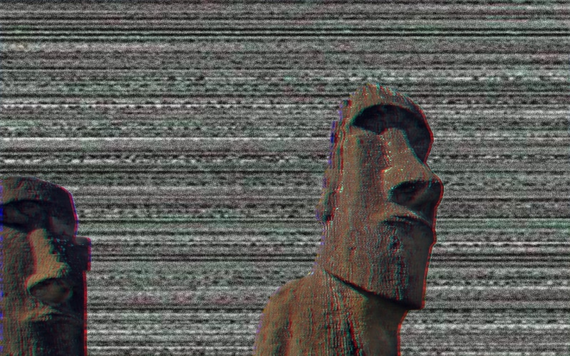 glitch art, Windows XP, Moai, 1080P, vaporwave, hills
