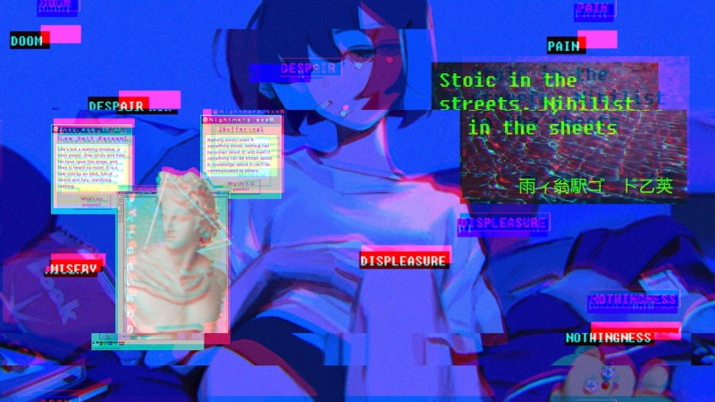 nihilism, 1080P, philosophy, stoicism, vaporwave, anime girls