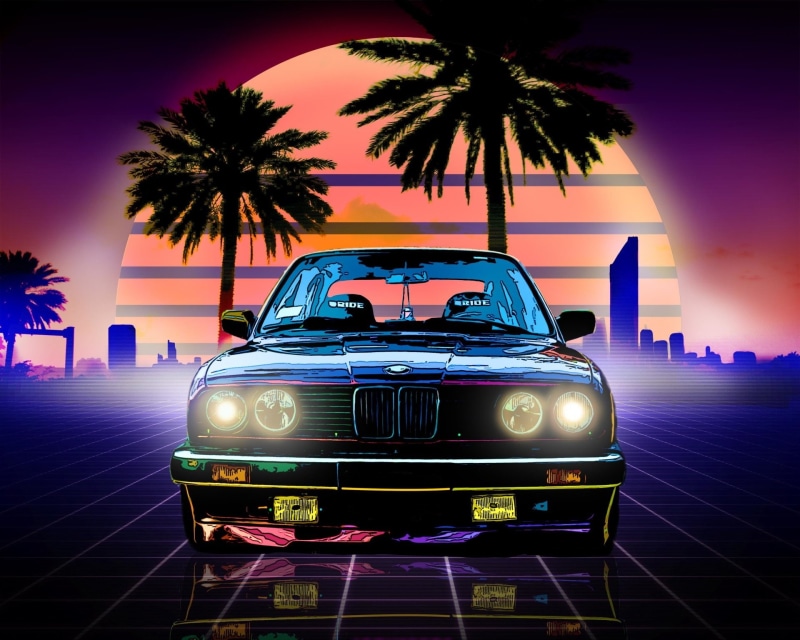 1080P, Artistic, BMW, Retro Wave
