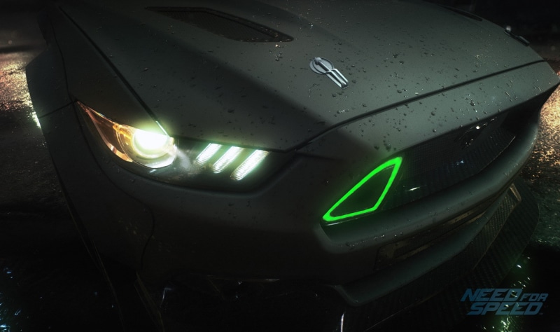 Racing, 2015 Ford Mustang RTR, video games, anime, need for speed, black, Ford Mustang Shelby, car, 1080P, Green