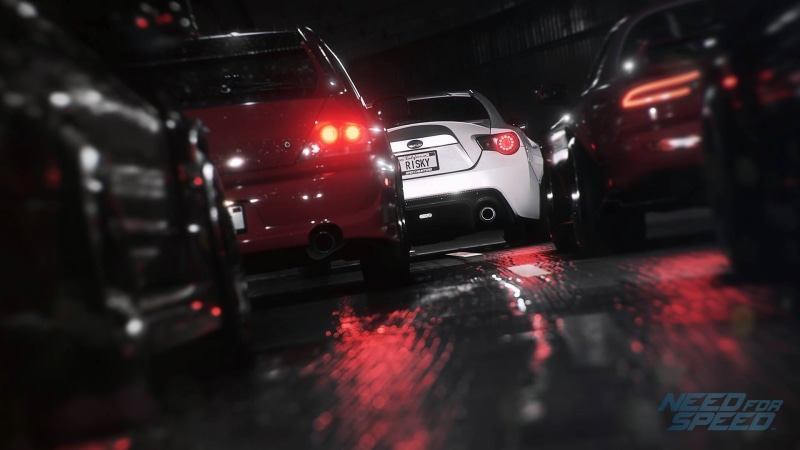 night, tail light, red, indoors, road, motor vehicle, illuminated, street, transportation, city, 1080P, need for speed 2015, rain, sign, land vehicle