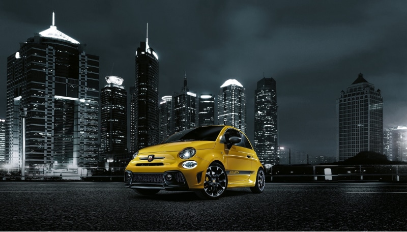 motor vehicle, no people, building exterior, taxi, 2K, fiat abarth 595 facelift 4k  for desktop hd, building, yellow, office building exterior, yellow taxi