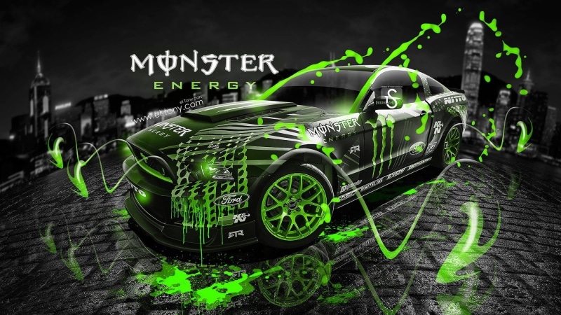 racing, monster, 1080P, race, mustang, rtr, drift, energy, ford
