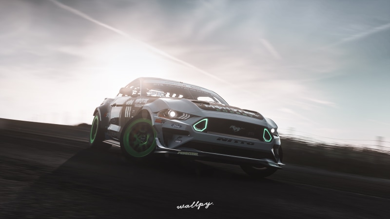 Microsoft, 2019, Ford, Monster Energy, 4K, RTR, Forza Horizon 4, Mustang, game art, by Wallpy