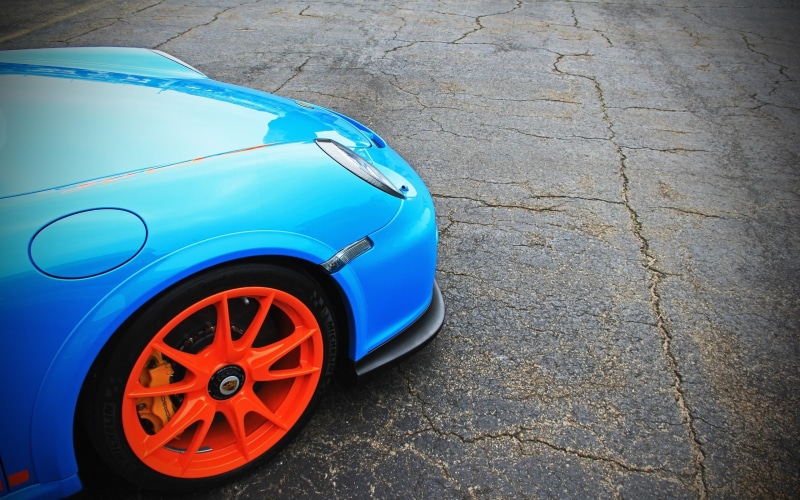 nature, high angle view, mode of transportation, Porsche 911 GT3 RS, vehicle, outdoors, car, toy, 2K, retro styled, motor vehicle, stationary, land vehicle