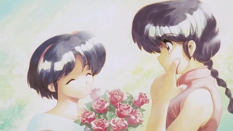 plant, ranma y akane, female likeness, sunlight, ranma 1/2, celebration, focus on foreground, sky, nature, human representation, statue, 1080P, close-up
