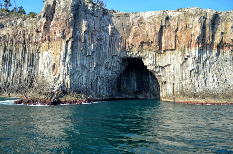 jeju, tranquility, sea, south korea, cliff, jeju-do, day, jeju island, rock, beauty in nature, rock formation, nature, eroded, scenics - nature, mountain