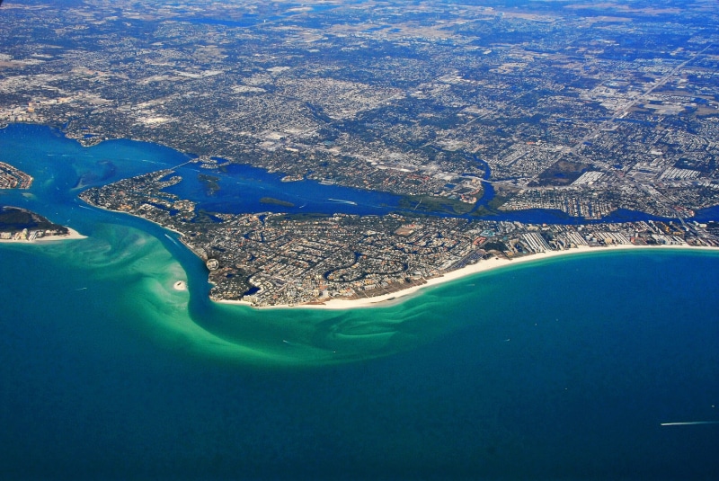 islands, sarasota, tropical, states, no people, sea, vacation, water, island, day, building, aerial View, blue, environment, beach, florida beach, airplane
