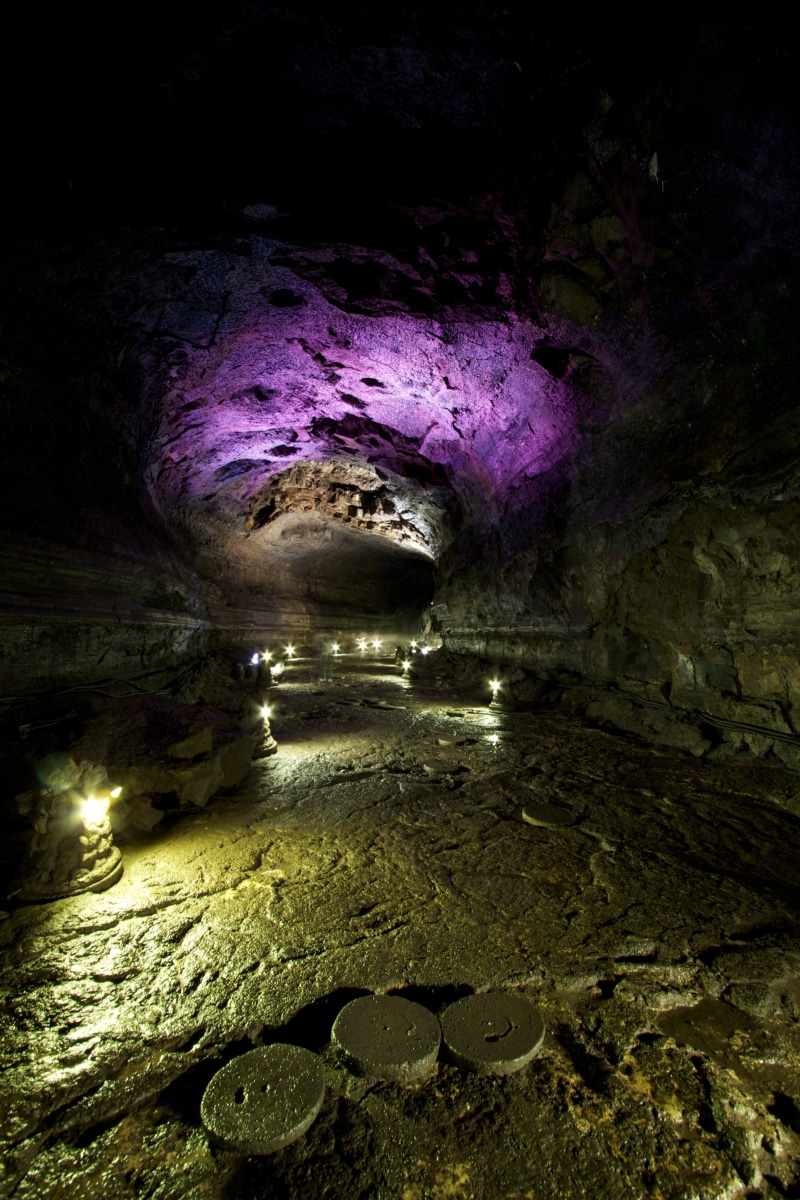 geology, illuminated, architecture, solid, industry, water, high angle view, night, nature, rock - object, rock, manjanggul-gil, 4K, cave, no people, mining