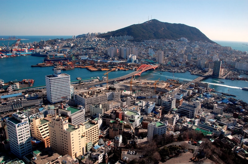 no people, city, skyscraper, day, nature, busan, water, travel destinations, cityscape, building, outdoors, aerial view, 1080P, dosiero, high angle view