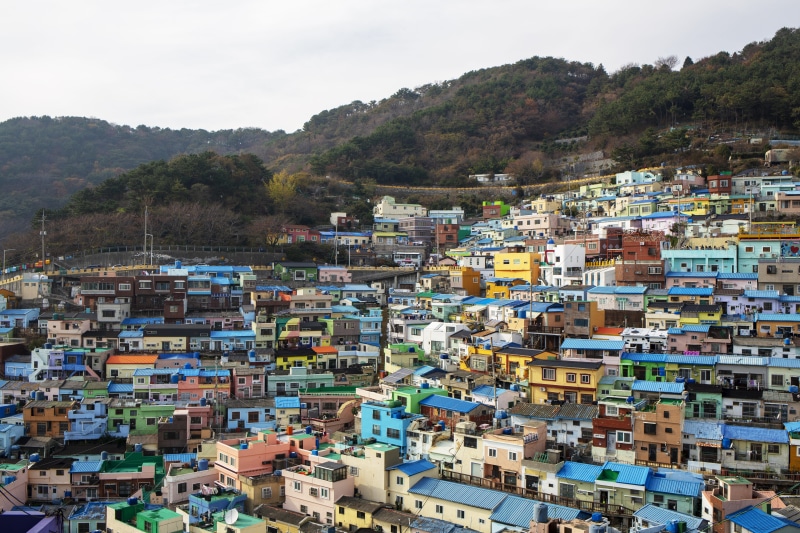 city, building exterior, 5K, la spezia, tree, outdoors, crowd, community, townscape, sky, day, architecture, gamcheon village, cityscape, view, building
