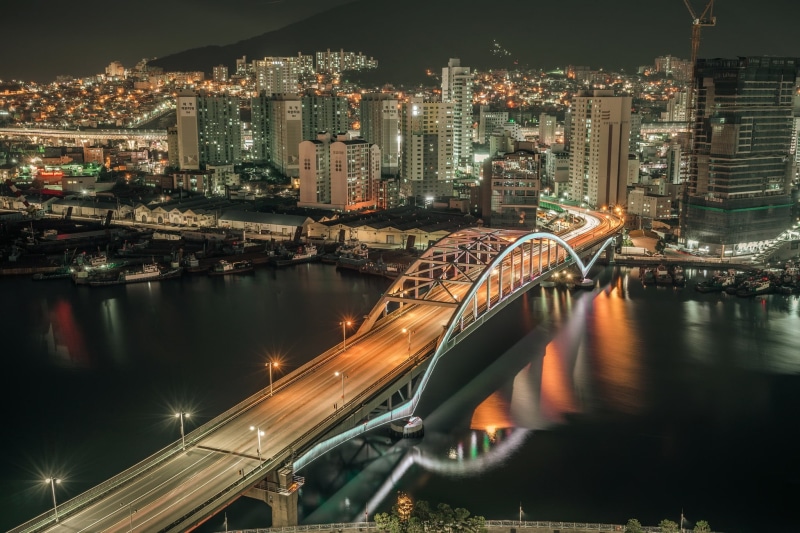 Busan, night, South Korea, the city, 1080P