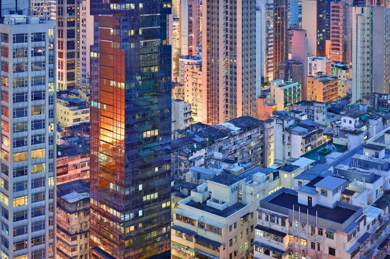 Hong Kong, skyscraper, cityscape, city, reflection, rooftops, building, architecture, lights, window, 480P