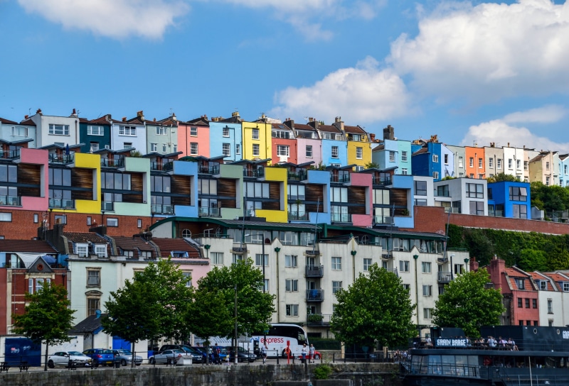 street, property, cloud - sky, daytime, urban, nature, day, colorful, modern, building, city street, bristol, multicolored, incidental people, built structure