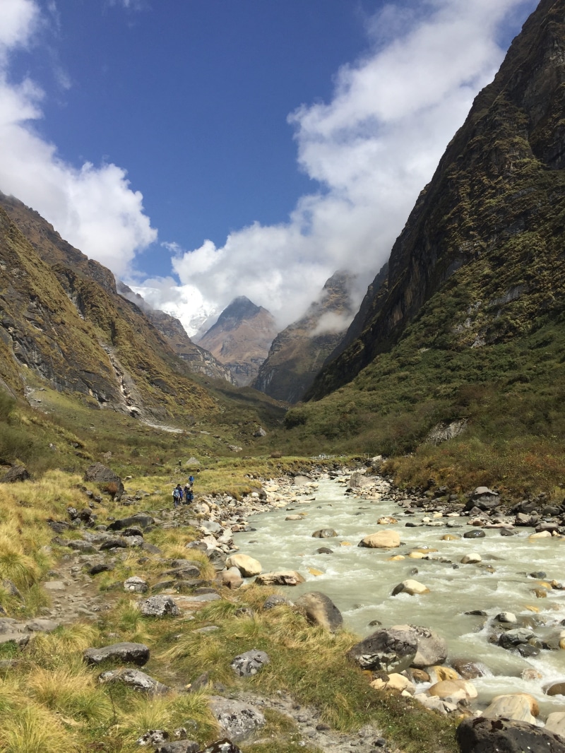 mountain Peak, adventure, outdoor, idyllic, himalaya, sky, outdoors, mountain, stream - flowing water, trekking, day, mountaineering, river, iphone, hiking