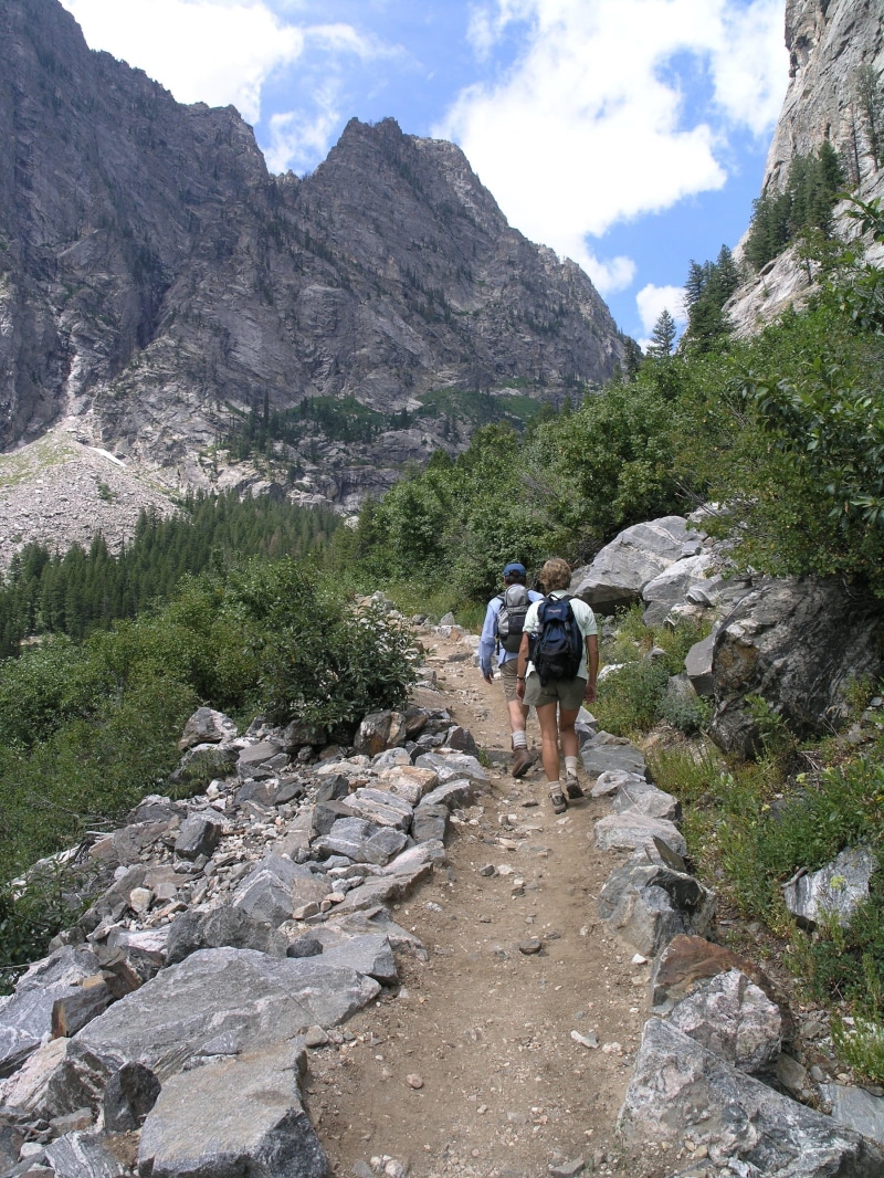 fun, landscape, walking, nature, real people, trekking, non-urban scene, mountain range, 1080P, hikers, rock - object, men, hiking, day, people, grand teton national park