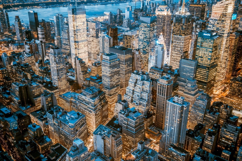 city life, office building exterior, office, New York City, landscape, residential district, built structure, tower, rise, skyscraper, tall - high, high angle view