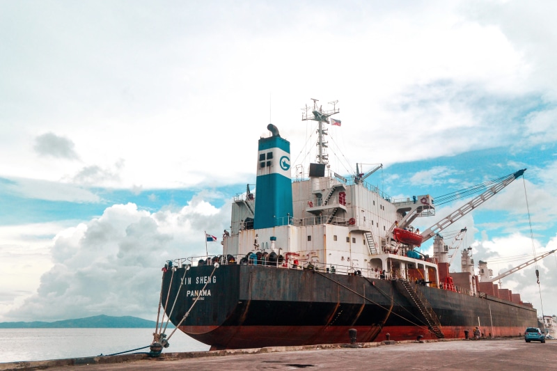 no people, sky, automobile, car, cloud - sky, philippines, tabaco, navy, cargo ship, port of tabaco, mode of transportation, sea, architecture, bicol, vehicle