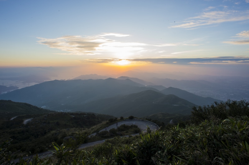 tai mo shan, no people, hong kong, mountain range, mountain, tree, remote, sunset, tranquility, landscape, nature, tranquil scene, environment, scenics - nature