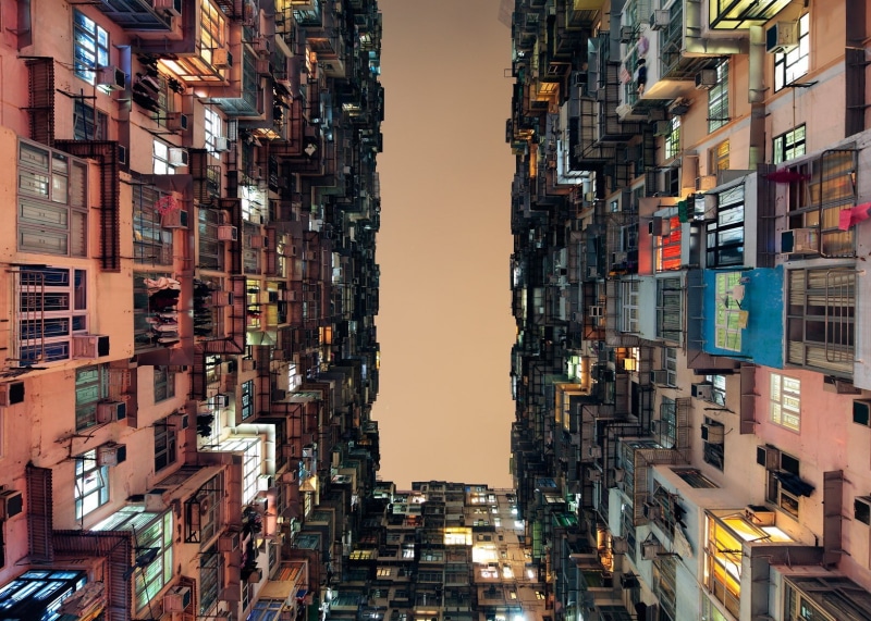 building exterior, residential district, office building exterior, apartment, nature, Hong Kong, social issues, window, building, built structure, directly below