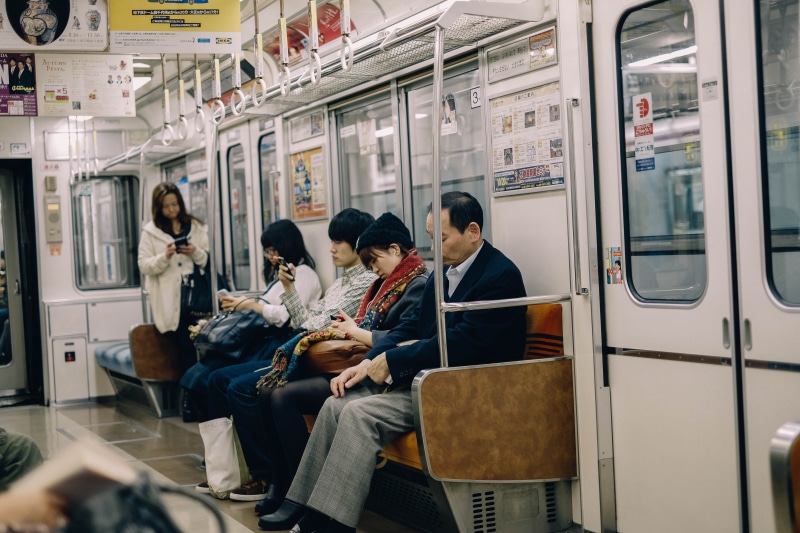 4K, public Transportation, real people, transportation, rail transportation, mode of transportation, women, commuter train, railway, passenger, city life