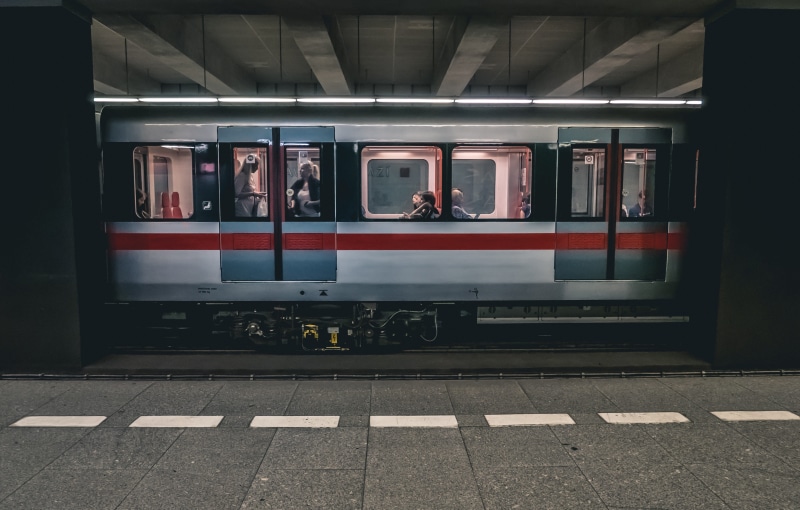 built structure, railroad station platform, locomotive, transit, architectural column, subway train, city, railroad, train - vehicle, 4K, man, land vehicle
