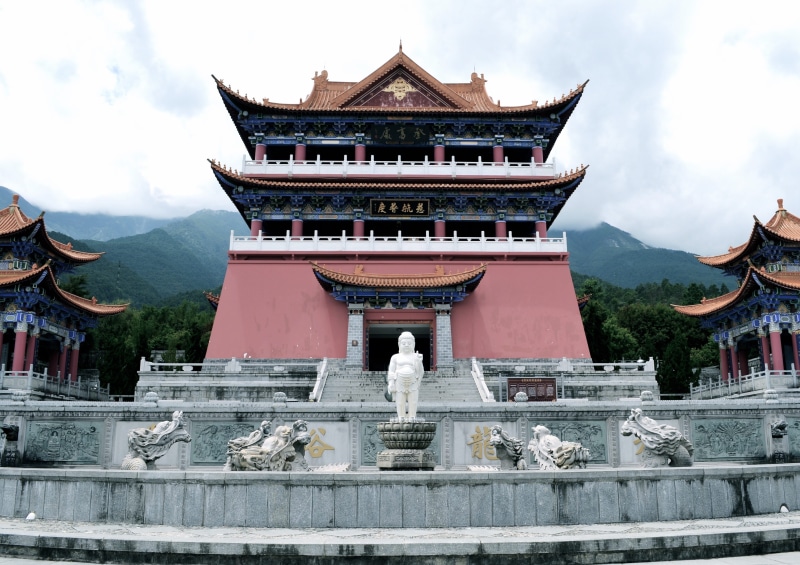 place of worship, nature, built structure, the past, history, building exterior, sky, in yunnan province, cloud - sky, day, kowloon bathing, temple, building